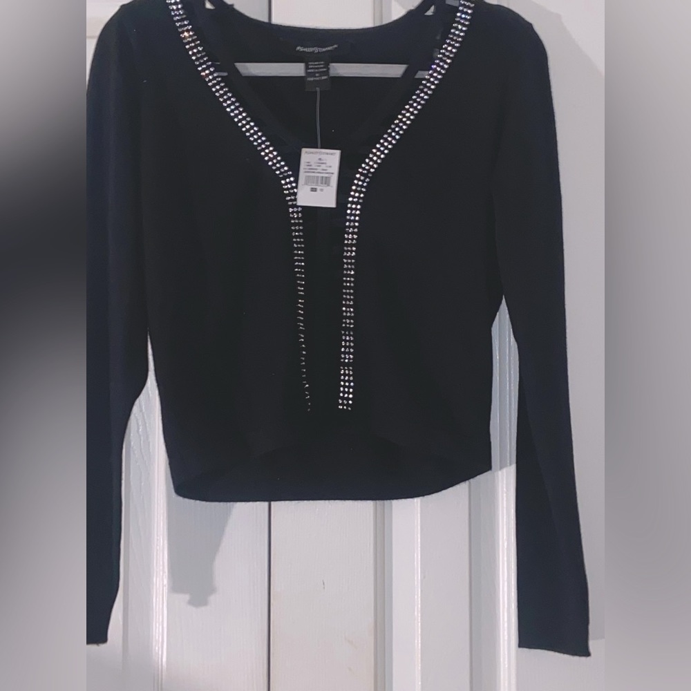 Black sweater with silver rhinestones